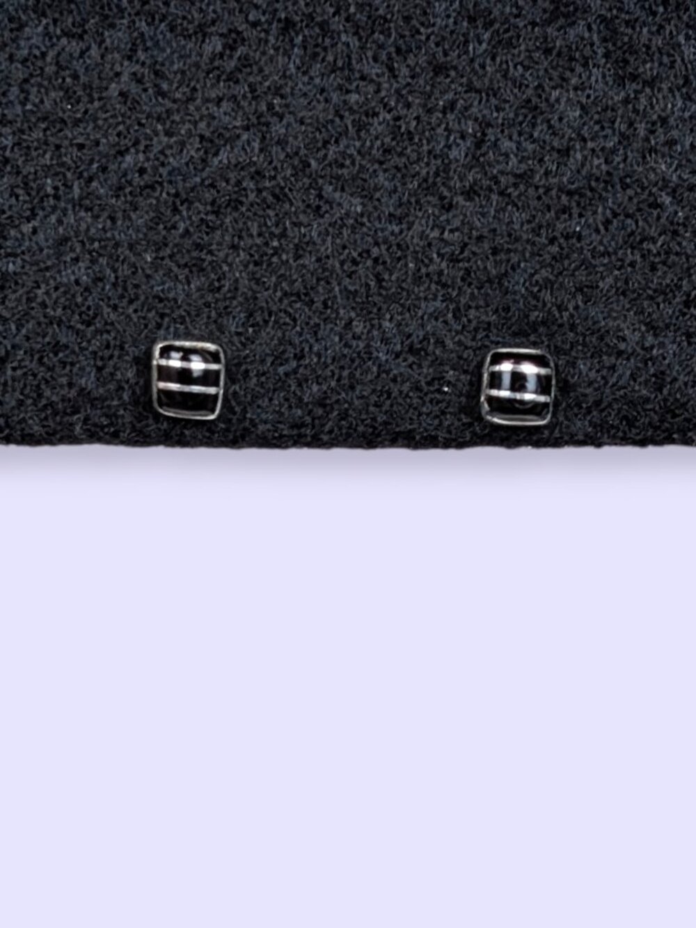 Dainty Silver Striped Black Stud Earrings